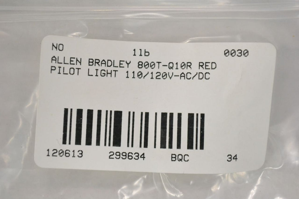 Allen Bradley 800T-Q10R Full Voltage Red Lens Pilot Light T38378
