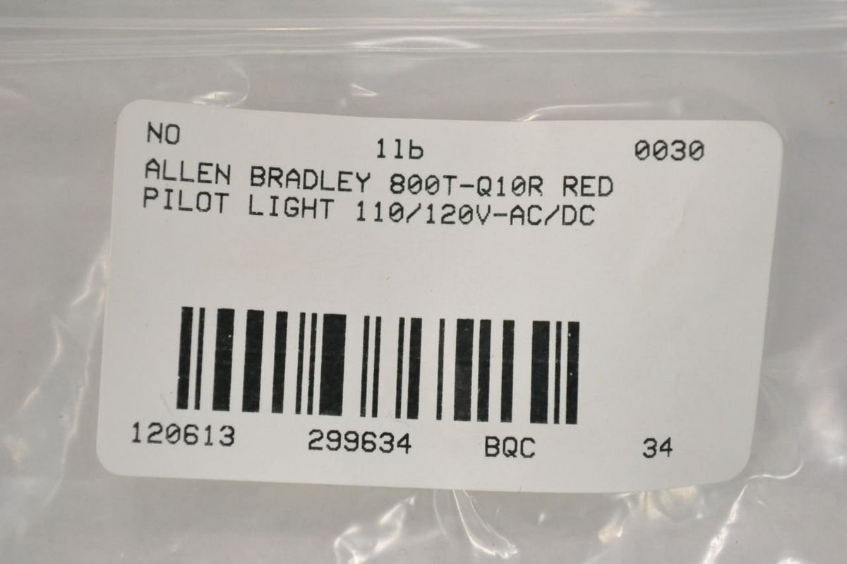 Allen Bradley 800T-Q10R Full Voltage Red Lens Pilot Light T38378