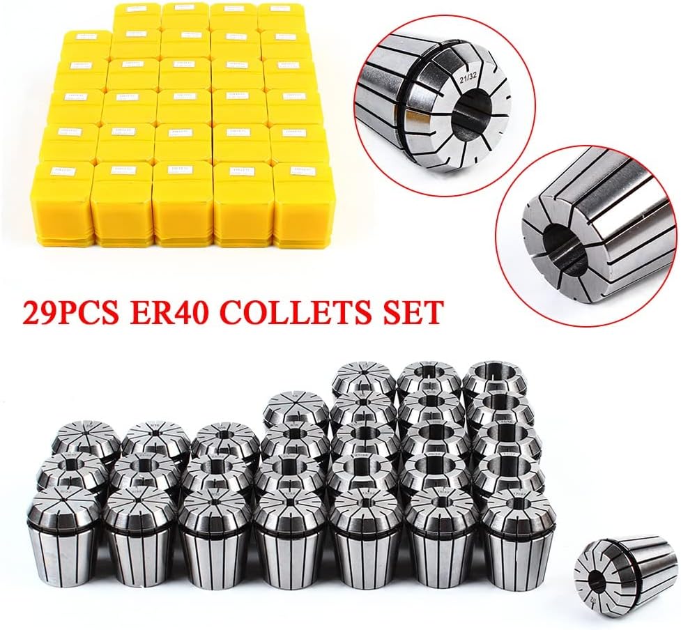 29 Pcs ER40 Precision Spring Collet Set for Boring, Drilling, Tapping, Milling Lathe Engraving Tool
