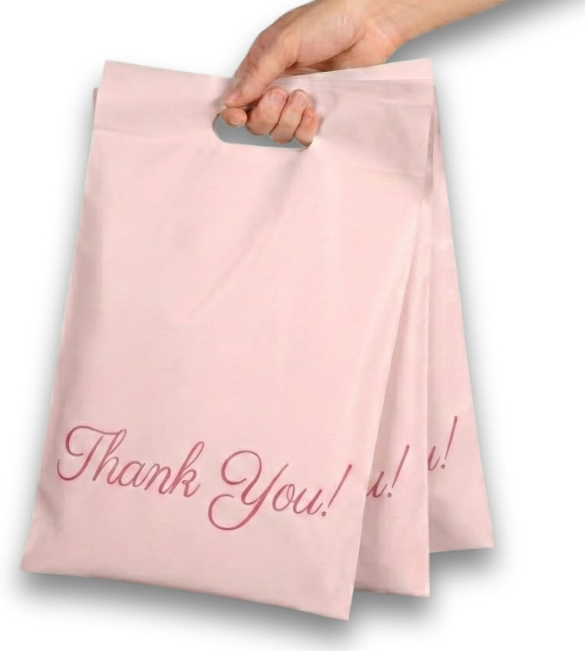 Pink Poly Mailers with Handle, 12x15, 50 Pack, Thank You Bags