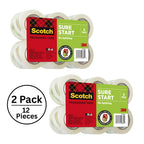 Sure Start Shipping Packaging Tape, 1.88" x 25 yd, Clear (12 Rolls)