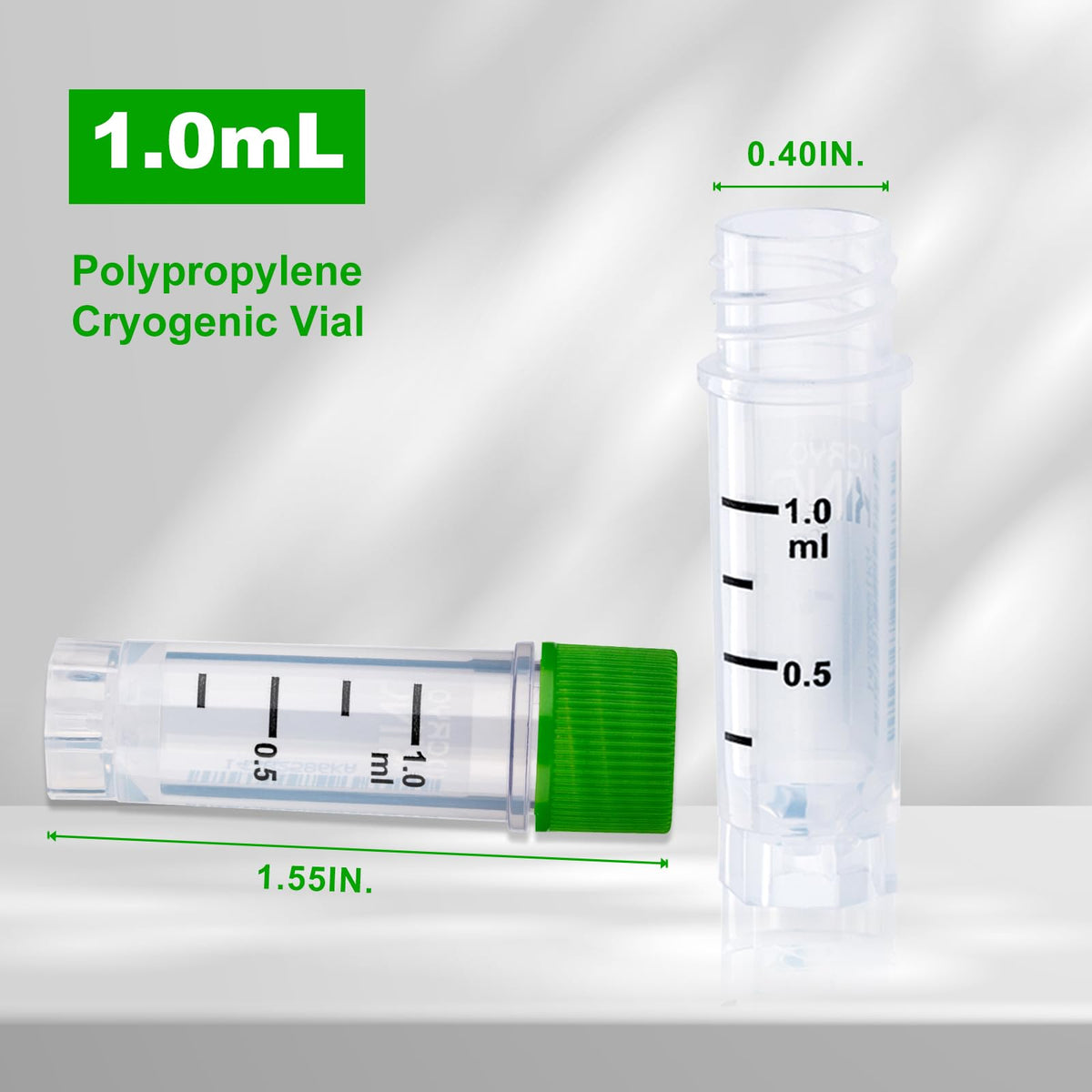 1.0ml Cryovials, 500Pcs Cryotubes with Side Barcode, Sterilisation Vials with External Thread, Sample Tubes with