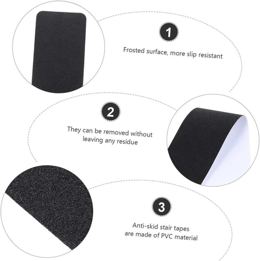 Black PVC Frosted Anti Slip Tape 2pcs for Tile Floors