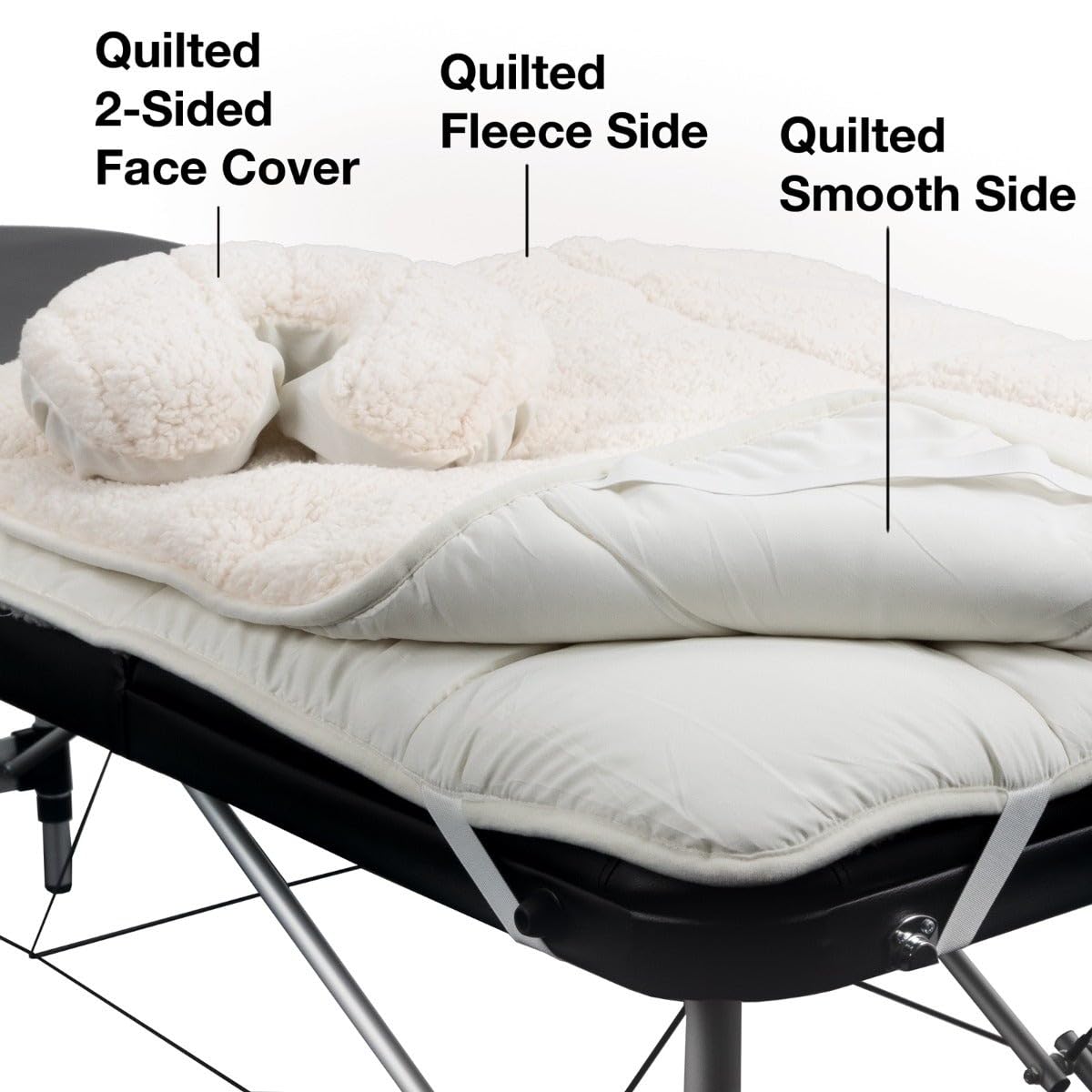 ForPro Premium Quilted Fleece Table Pad Set, Natural, Extra Soft, Hypoallergenic, for Massage Tables, Includes