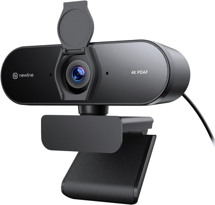 4K Webcam for PC with PDAF Autofocus, Privacy Cover, Dual Microphones, 4K@30FPS & 1080P@60FPS, Auto Light Correction