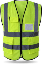 High Visibility Mesh Safety Reflective Vest with Pockets and Zipper, Meets ANSI/ISEA Standards