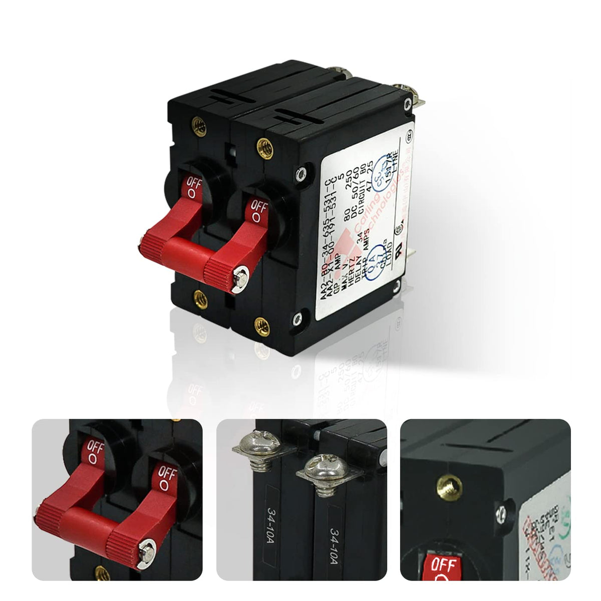 LENKRAD A-Series Red Toggle Circuit Breaker - Double Pole 15A