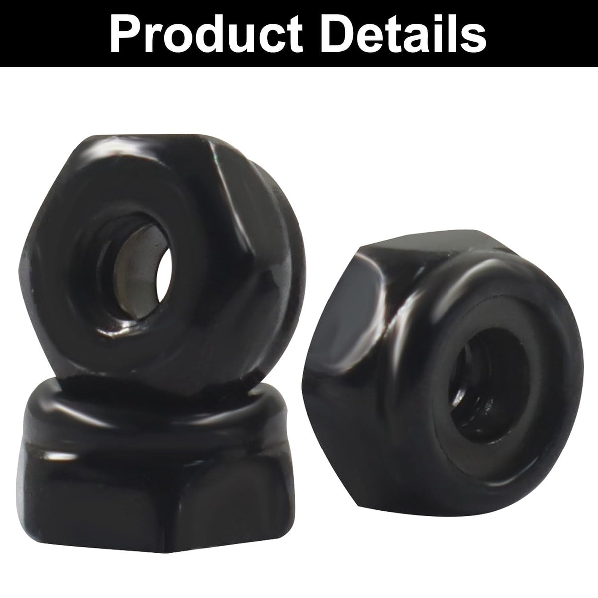 50 Pack #6-32 Nylon Insert Hex Lock Nuts, 304 Stainless Steel