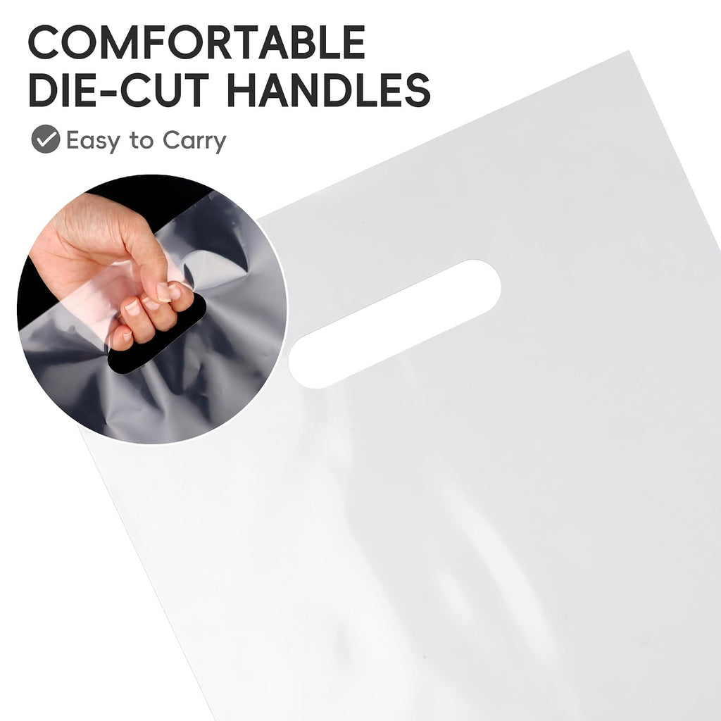 12x15 Clear Plastic Bags with Handles 100 Pack