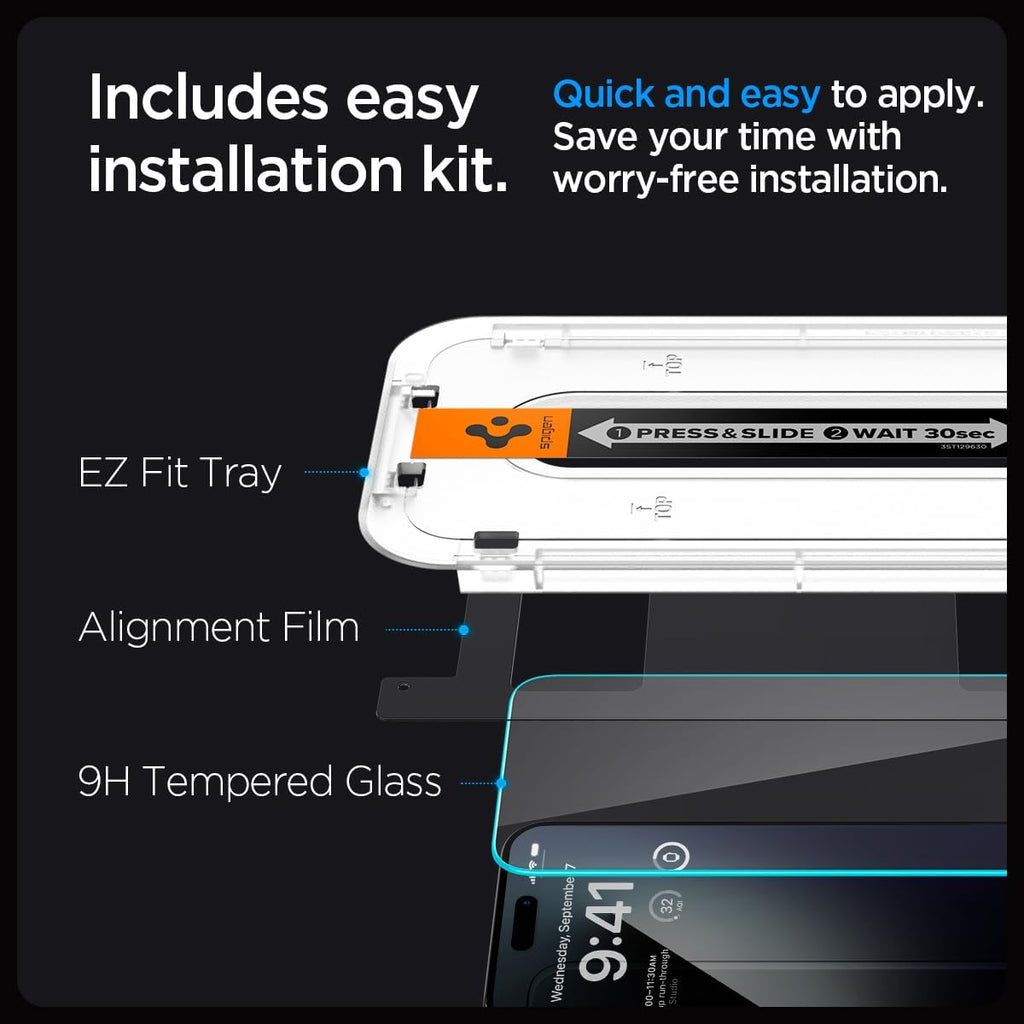 Tempered Glass Screen Protector [GlasTR EZ FIT] designed for iPhone 15 Pro [Case Friendly] - 2 Pack | 9H Hardness