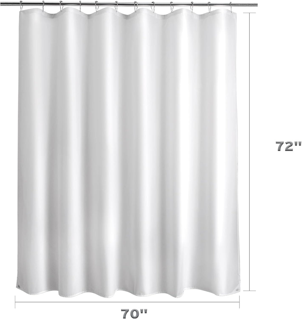 Waterproof Fabric Shower Curtain Liner Washable, Cloth Shower Liner with Magnets, White Shower Liner Soft Fabric