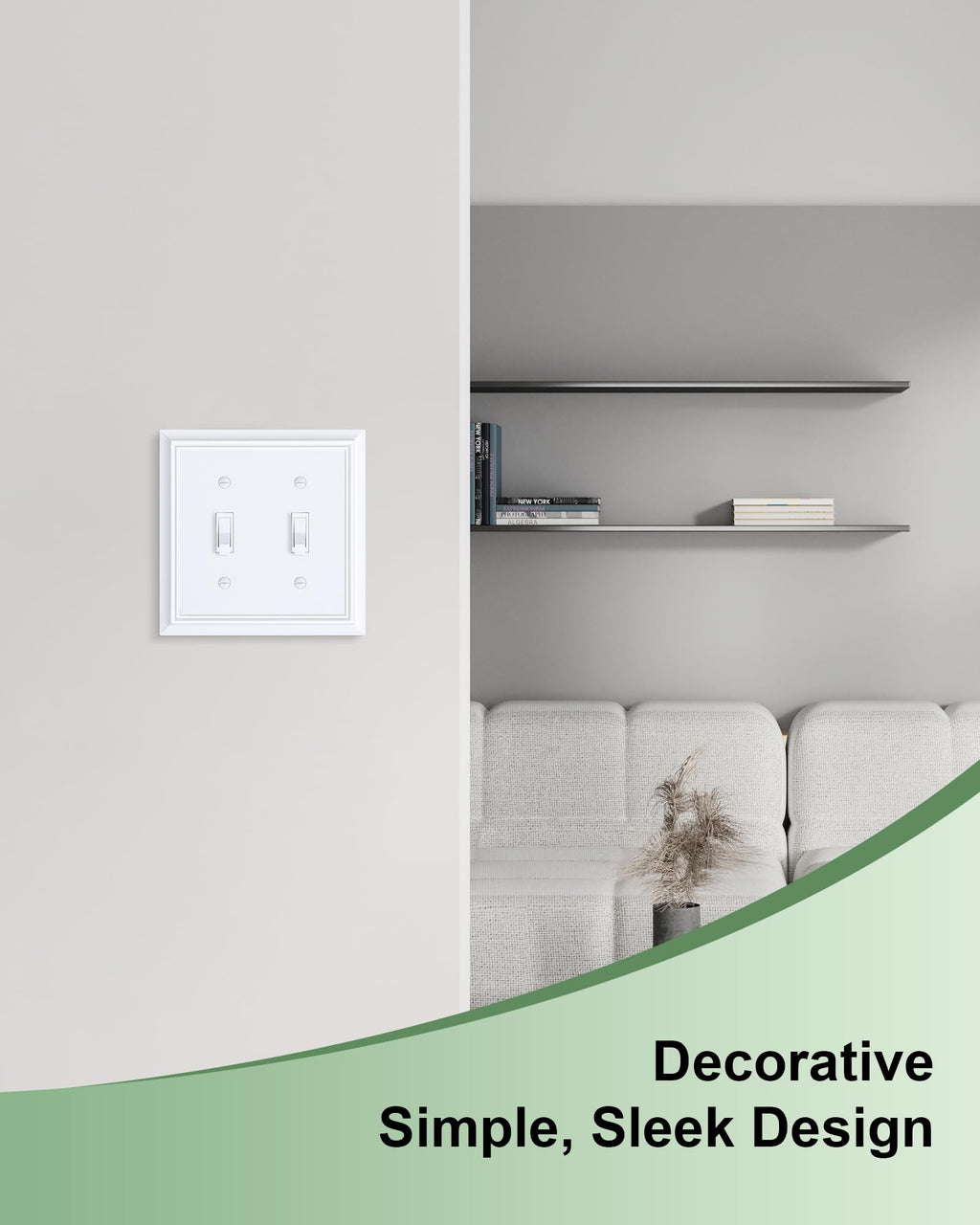2-Pack Natural Bamboo Fiber Double Toggle Light Switch Cover Plate