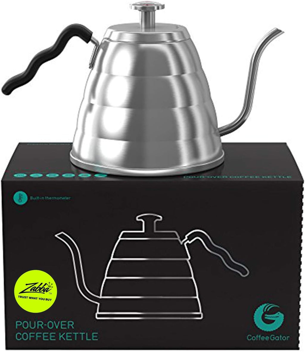 Gooseneck Kettle with Thermometer - 34oz Premium Stainless Steel Pour Over Coffee Maker Kettle, Stove Top