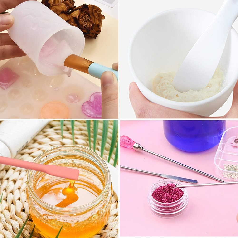 Silicone Stir Sticks Kit 16Pcs, Silicone Epoxy Brush, Silicone Stirring Tool, Mixing Spoon, Silicone Scraper DIY