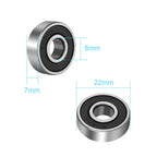 22pcs 608 2RS Ball Bearings - 608-RS Bearing Steel Double Rubber Sealed Miniature Deep Groove Ball Bearings (8mm x 22mm x 7mm)