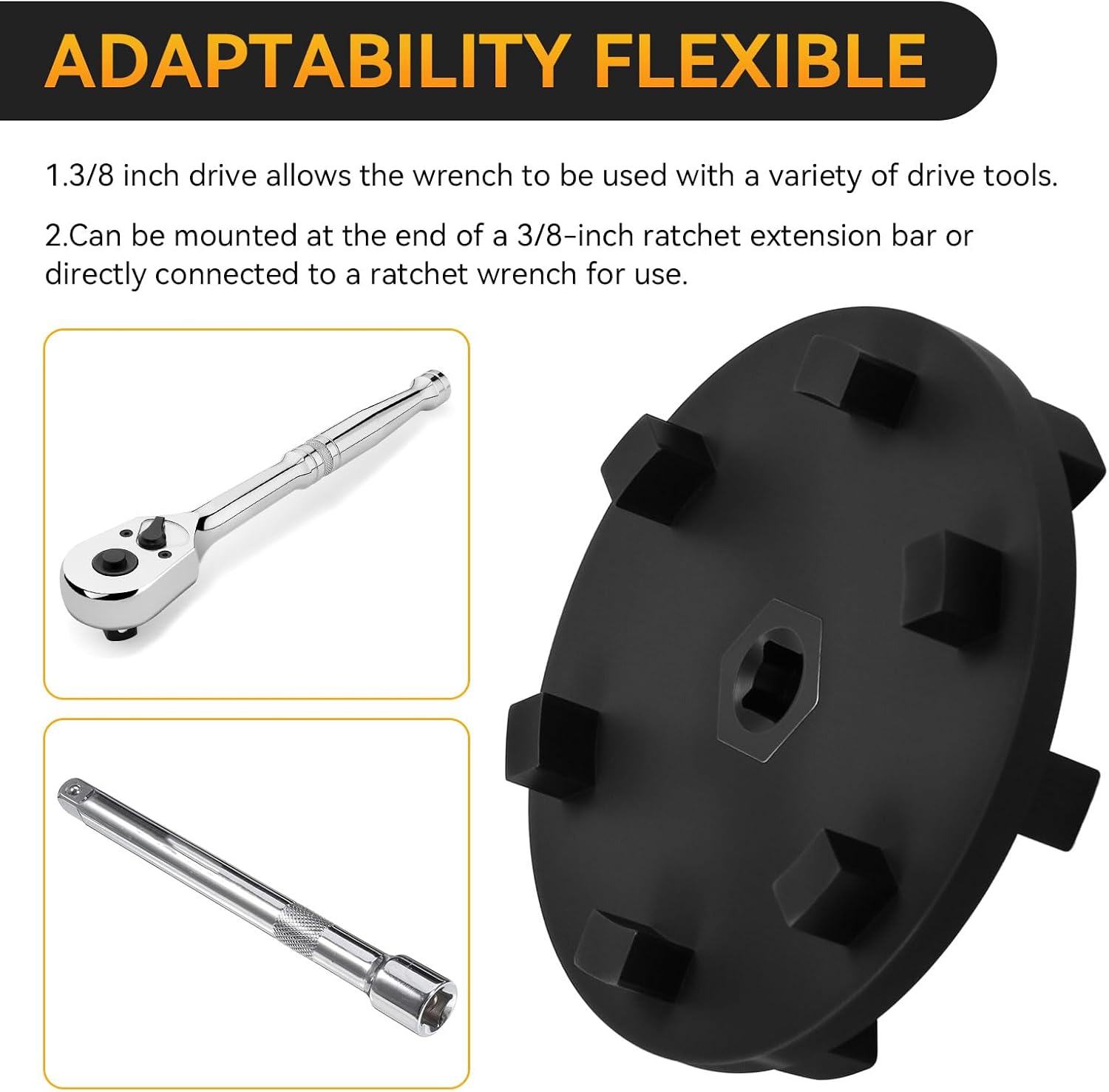 6760 Fuel Filter Wrench Fit For Ford 6.0 Liter & 7.3 Liter Powerstroke Diesel Engines, Reversible Six Lug Oil Diesel