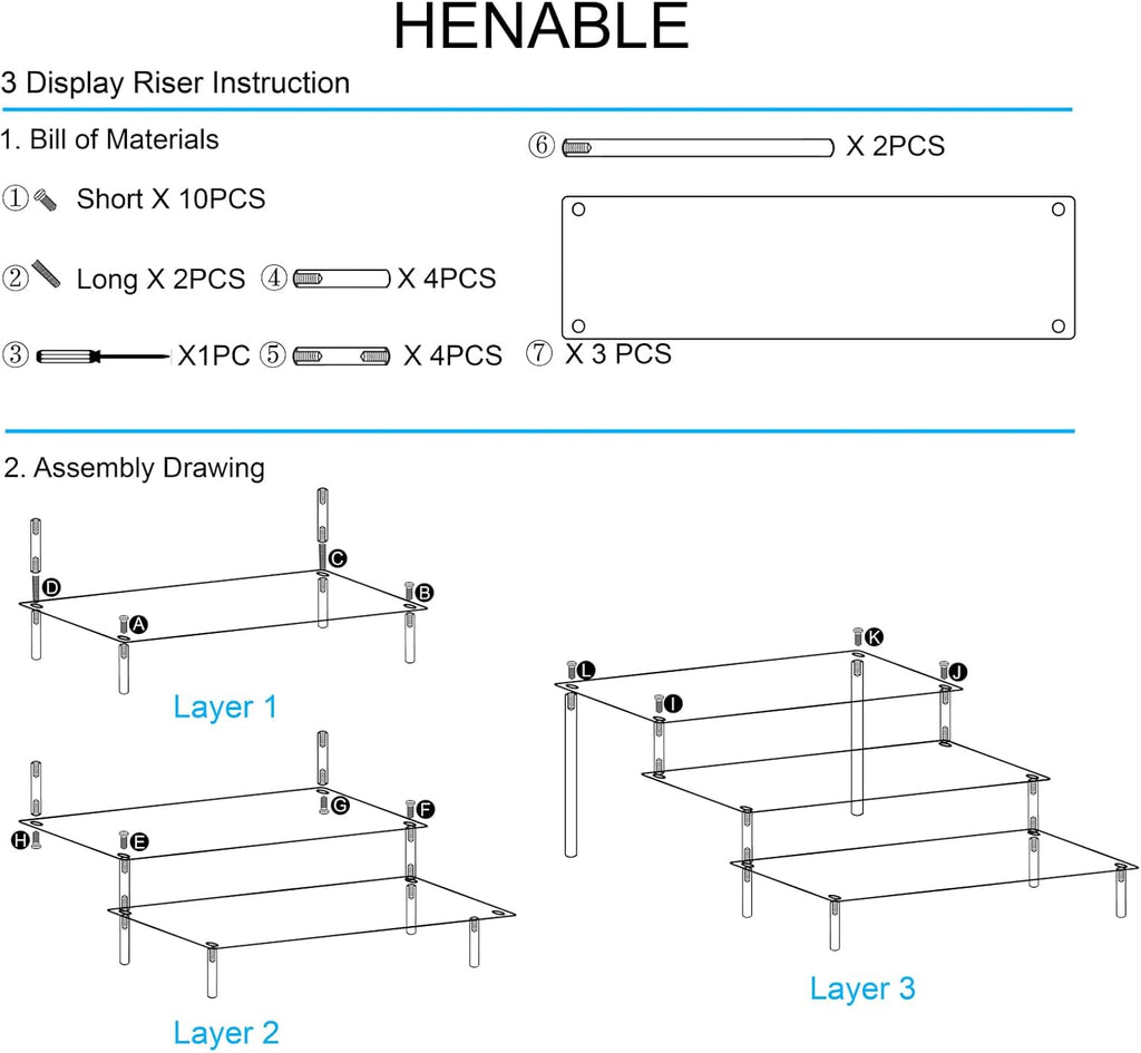 2PCS Large Acrylic Display Risers, Perfume Stand Organizer, Clear Acrylic Shelf Risers for Display Stands for Food