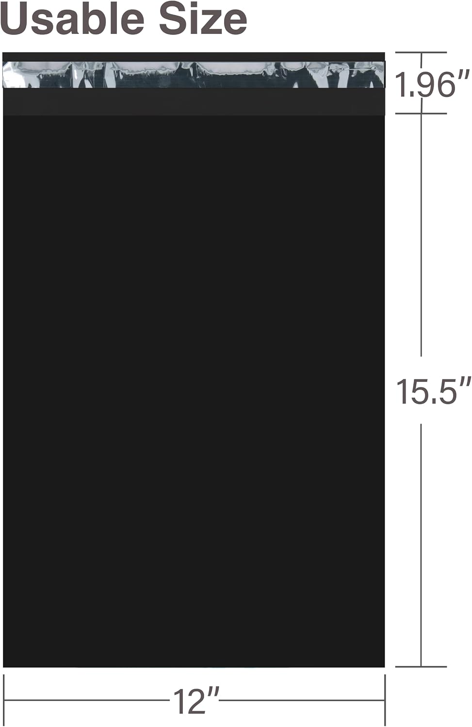 (500-Pack) Black Poly Mailers 12x15.5 Inch