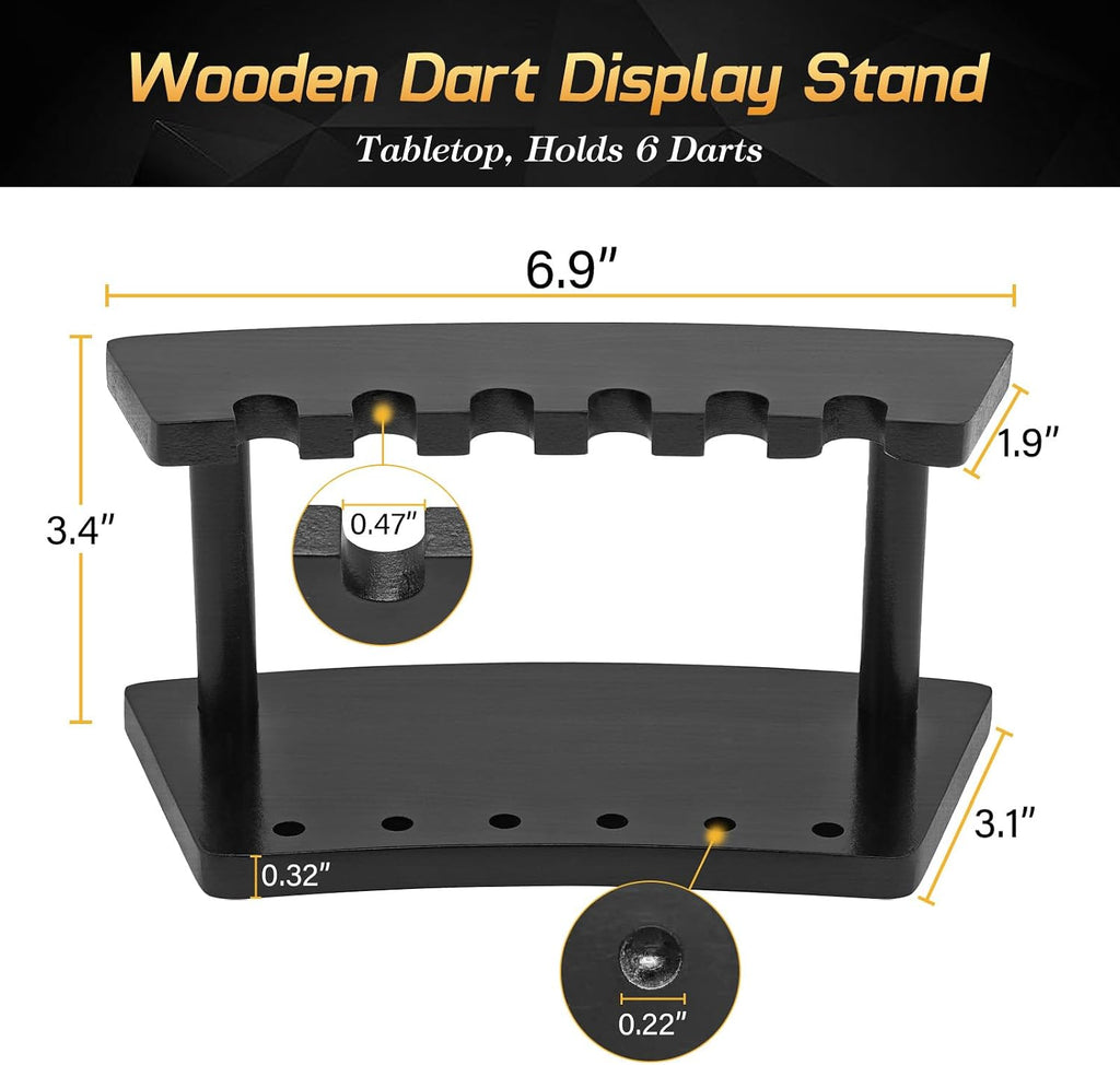 Wooden Dart Holder Stand for Desk or Shelf – Holds 6 Fully Assembled Steel or Soft Tip Darts – Compact Tabletop
