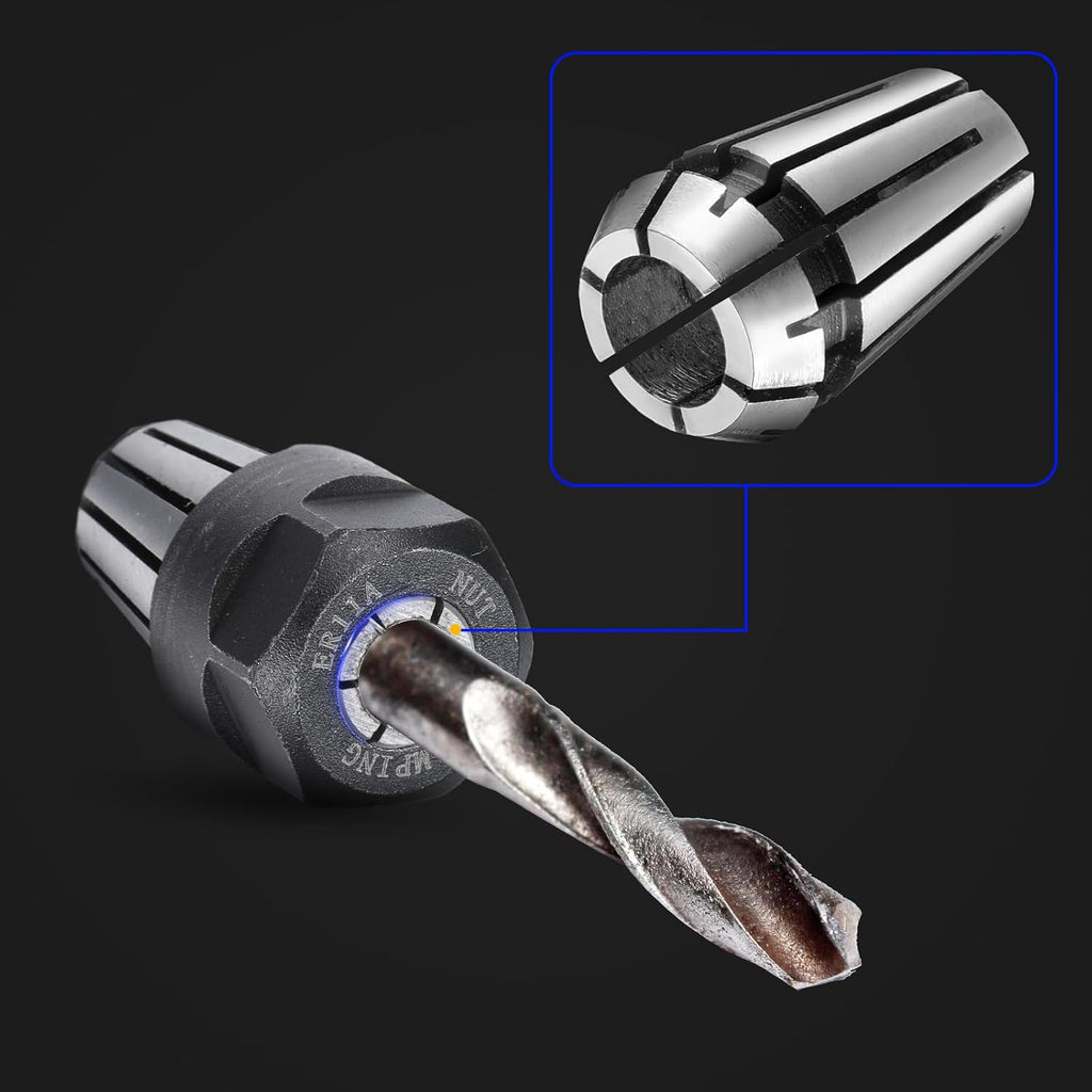Shimeyao 9 Pcs ER11 Collet Set 1/8'' + 1/4'' with Clamping Nut for CNC