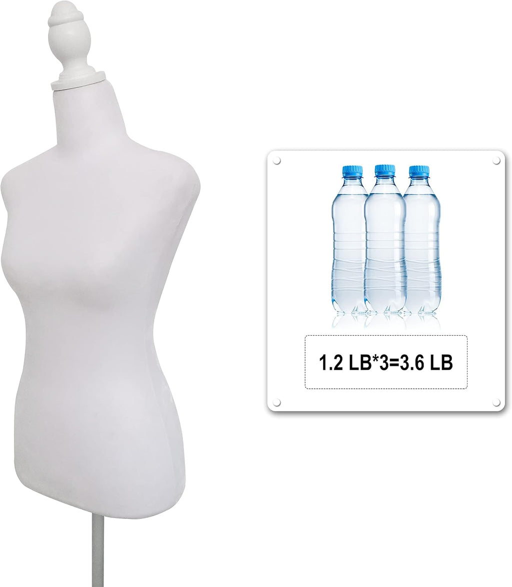Female Dress Form Mannequin Torso Body with Adjustable Tripod Stand Dress Jewelry Display (White)