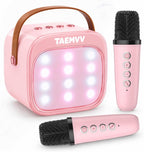 Mini Karaoke Machine for Kids with 2 Wireless Microphones, Pink | Karaoke Speaker, Bluetooth, Magic Voice Changer