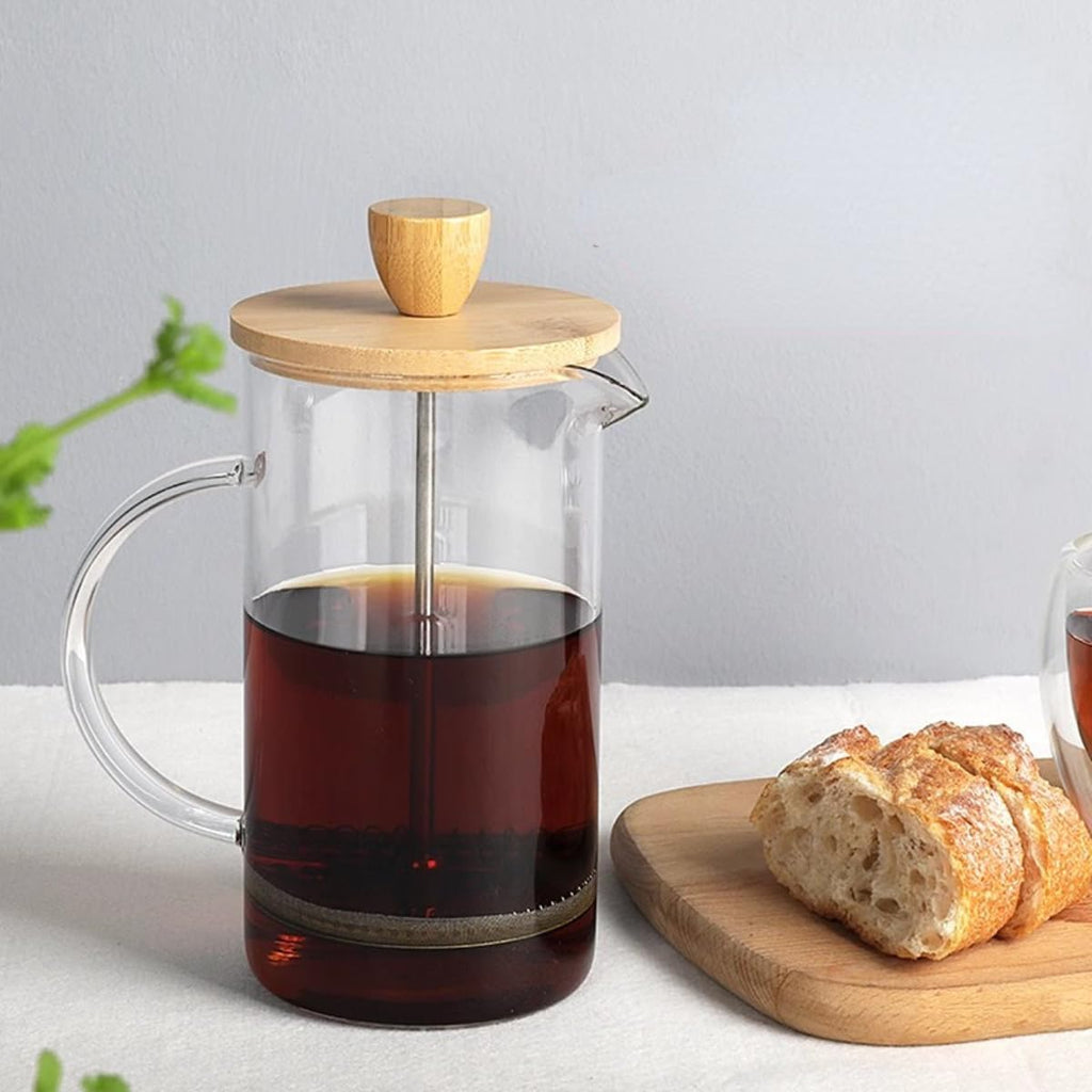 French Press Coffee And Tea Maker,Stainless Steel Glass Coffee Press,French Press Heat Resistant Hand Brewing Filter