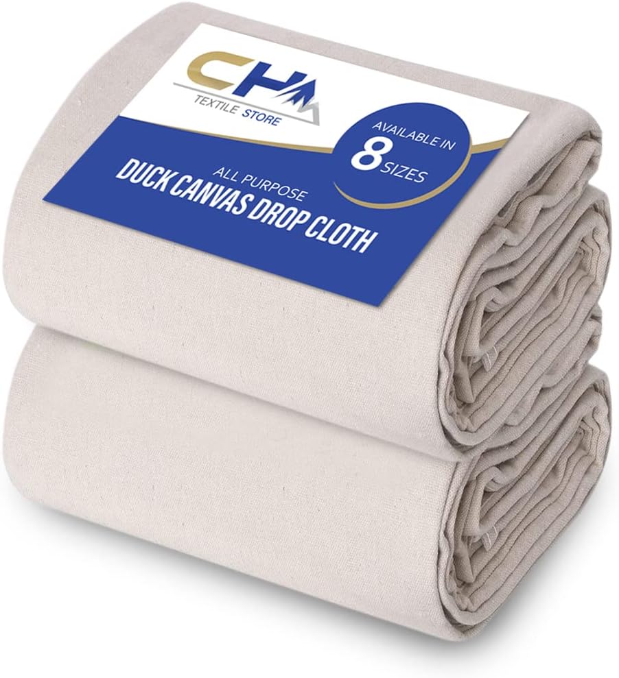 Canvas Painters Drop Cloth (Size 9 x 12 Feet - Pack of 2) - Pure Cotton Paint Drop Cloth for Painting, Curtains