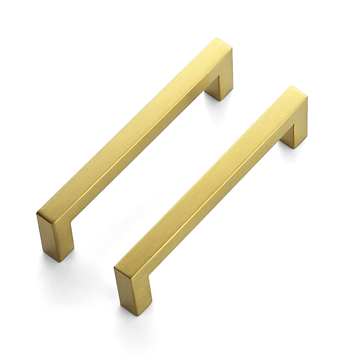 Brushed Brass Square Cabinet Handles Drawer Pulls,5 Inch,20 Pack