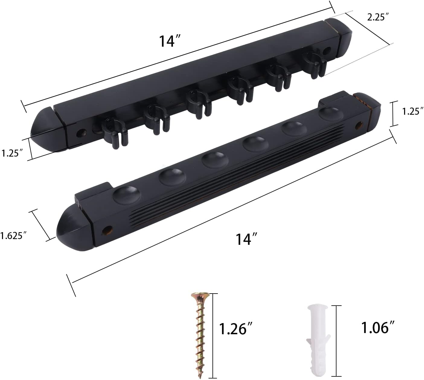 GSE 2-Piece Wooden Wall Mounted Billiard Pool Cue Rack Holds 6/8/12 Cues | Several Colors Available, Pool Stick