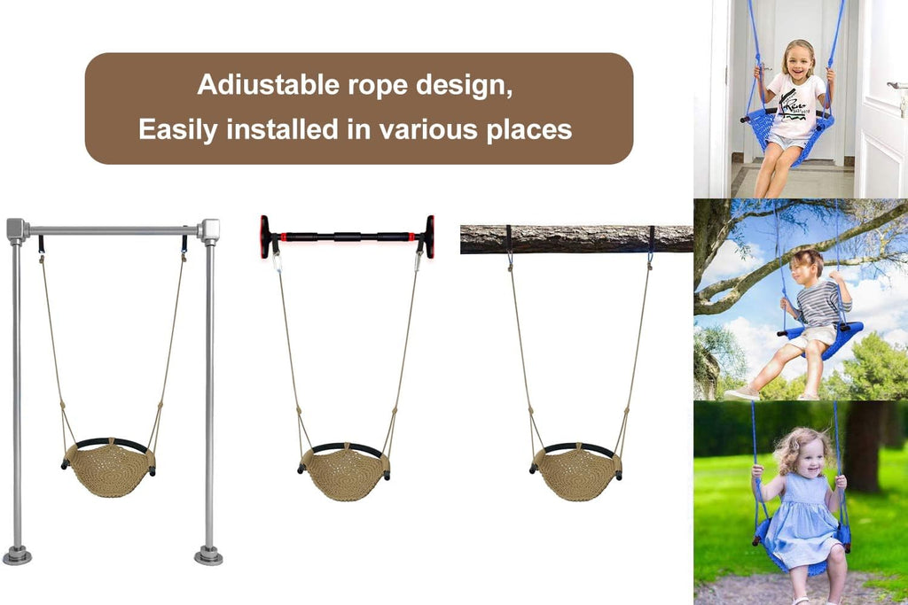 Hand-Knitting Toddler Swing, Swing Seat for Kids with Adjustable Ropes, Little tikes Swings Set, for Outdoor Indoor