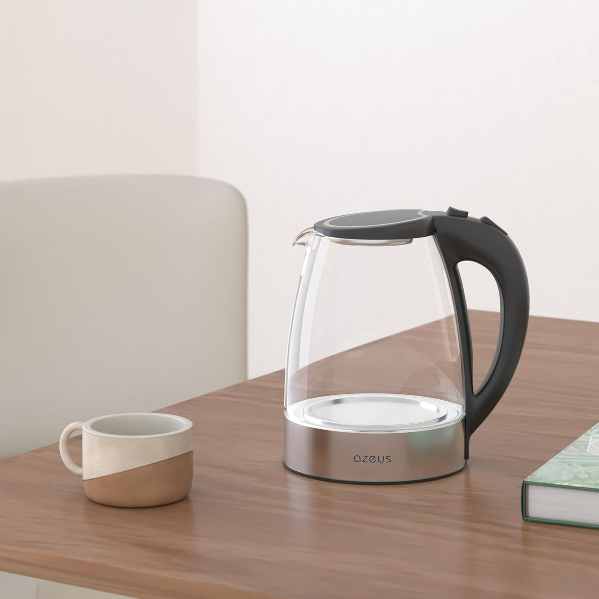 Electric Kettle 1800W Cool Touch Tea Kettle Anti-scalding Design 1.8L Large Capacity Kettle BPA-Free, White