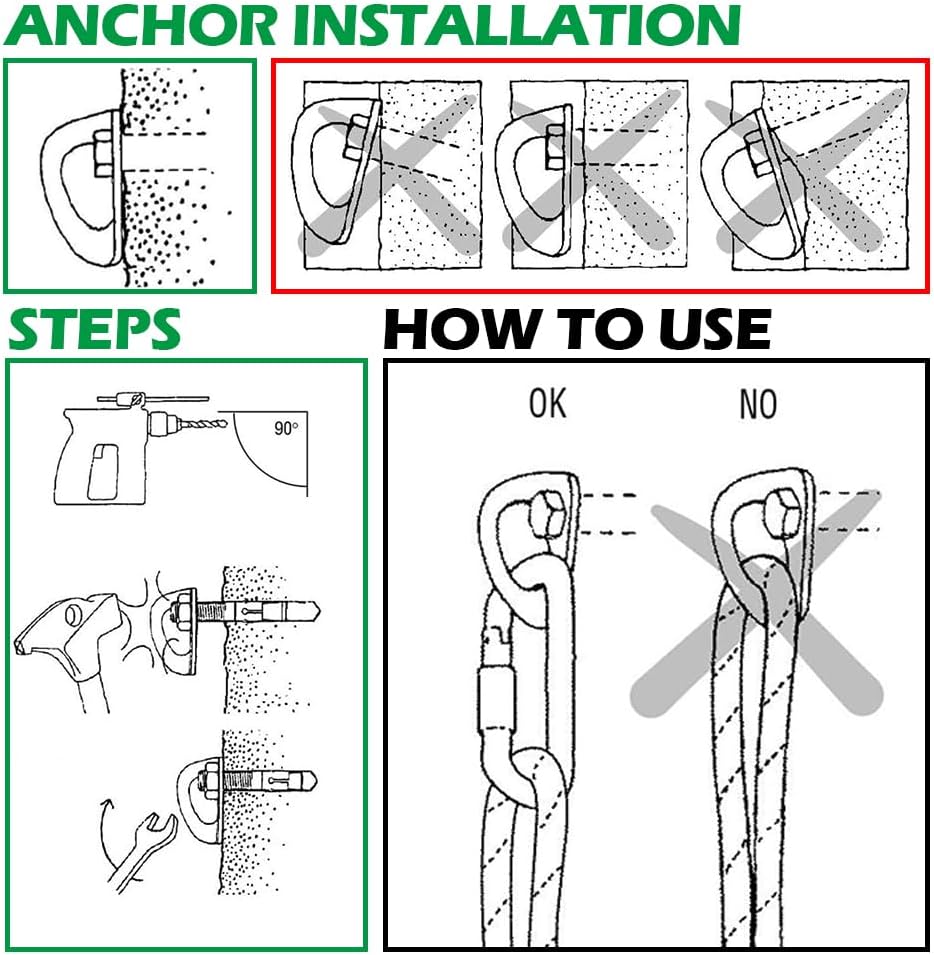 Climbing Holds Anchor Set - 1 PCS - Stainless Steel Bolt Hanger and Bolt Heavy Duty Climbing Holds Weight 2500KG for