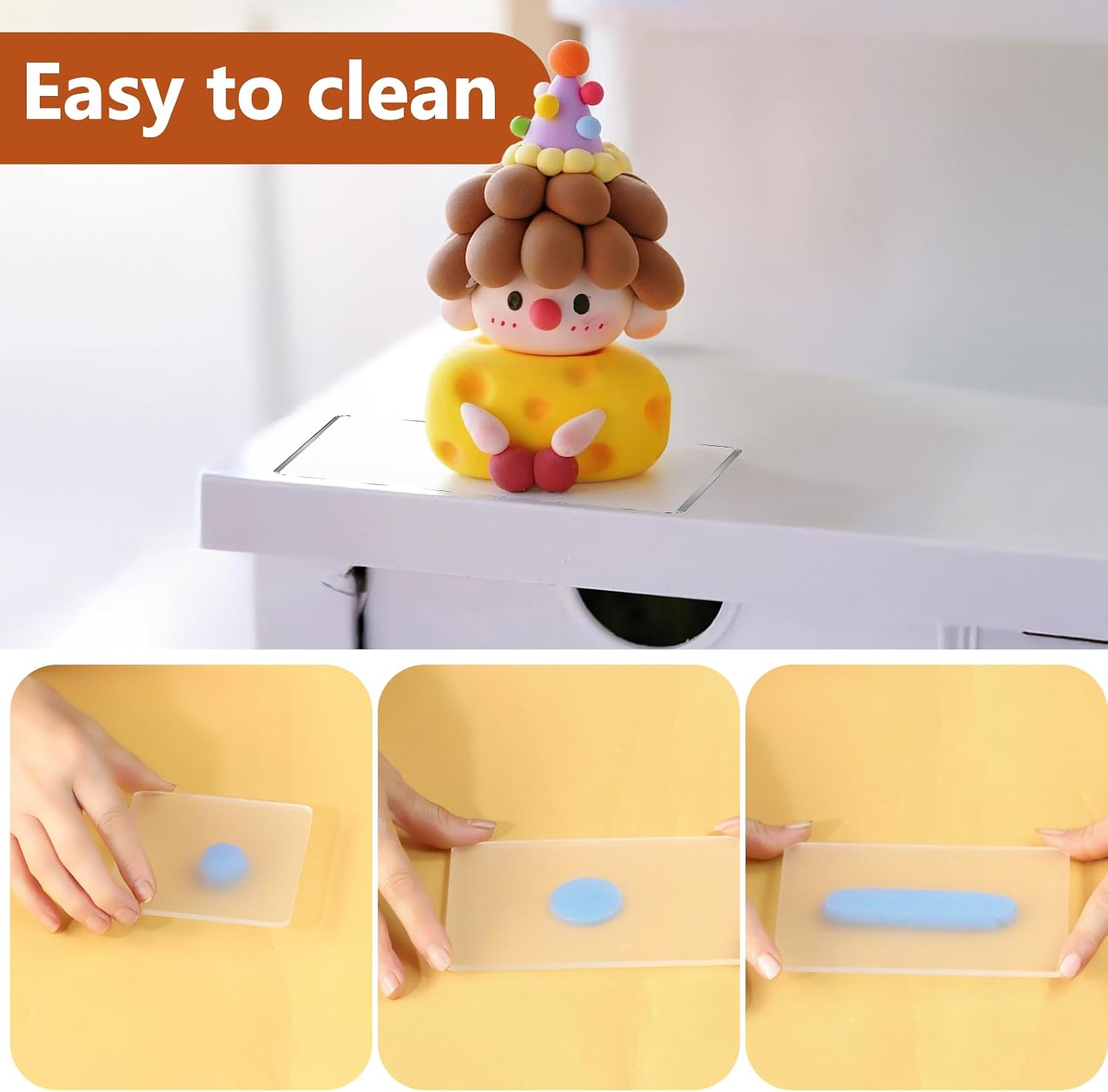 Basic Polymer Clay Tools, Clay Sculpting Tools Acrylic Roller Pin, Clear Rectangle Sheet Press Board, Double-Ended