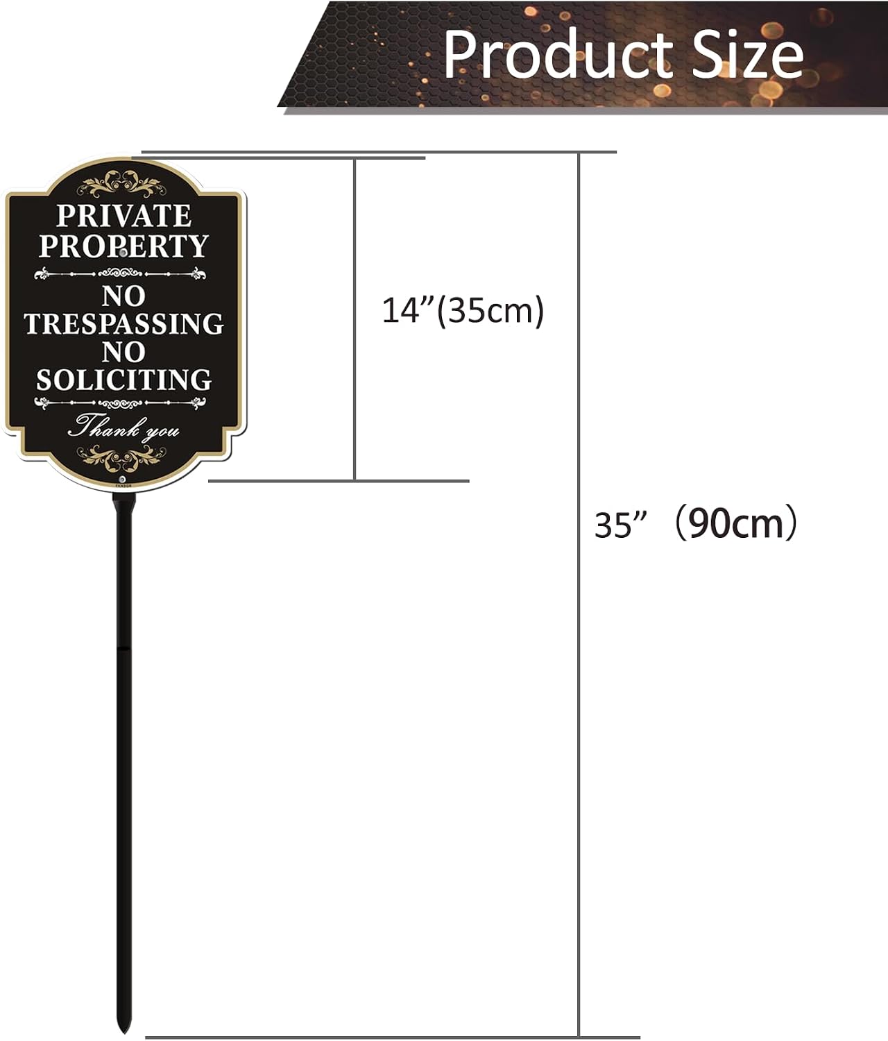 No Trespassing No Soliciting Sign with A Sturdy 35-inch Height Stake | Aluminum 12 x 8 inch Private Property Sign
