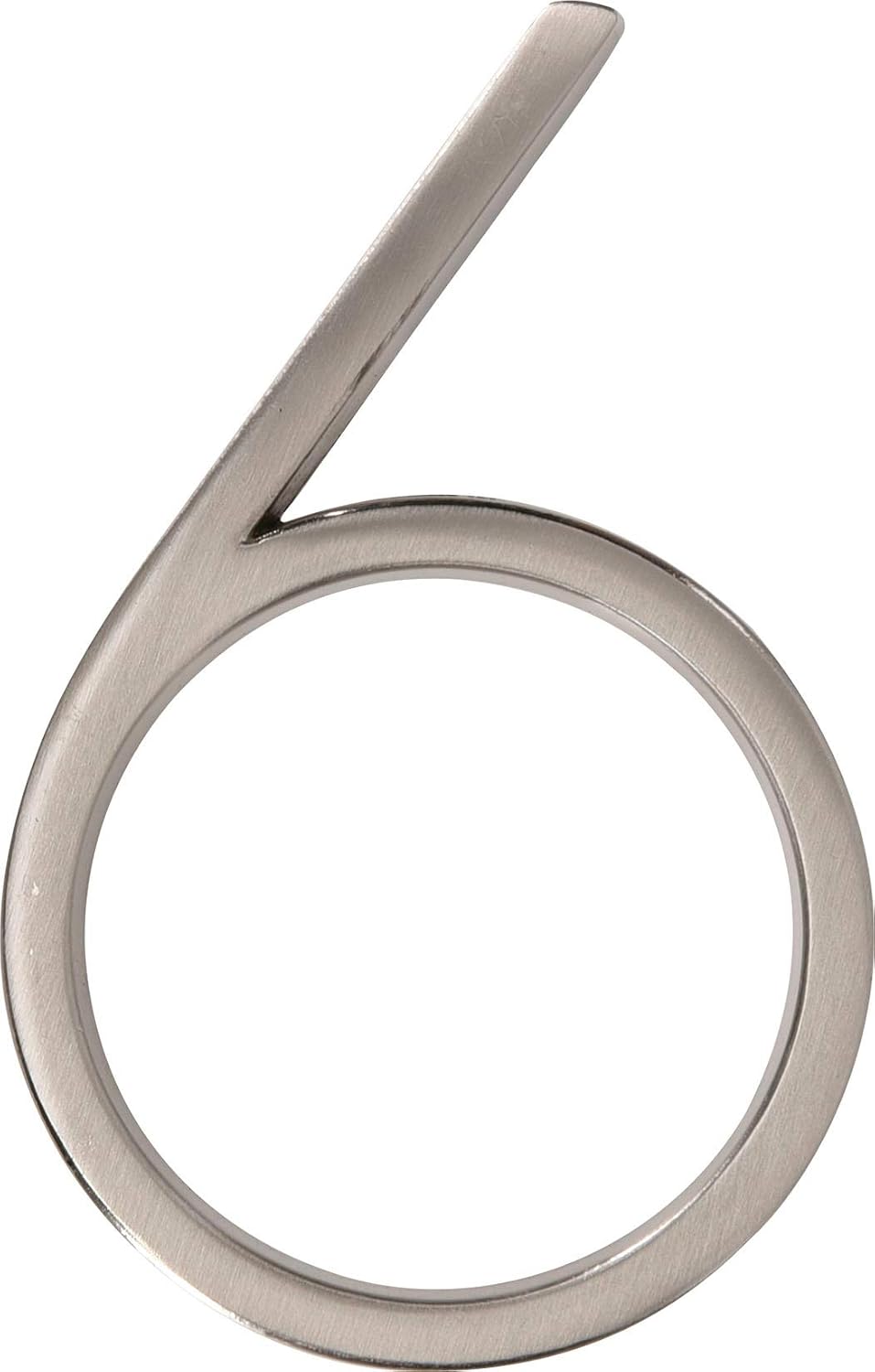 Distinctions 844706 House Number 6, Brushed Nickel Zinc Floating Address Number, Modern Outdoor Address Sign for