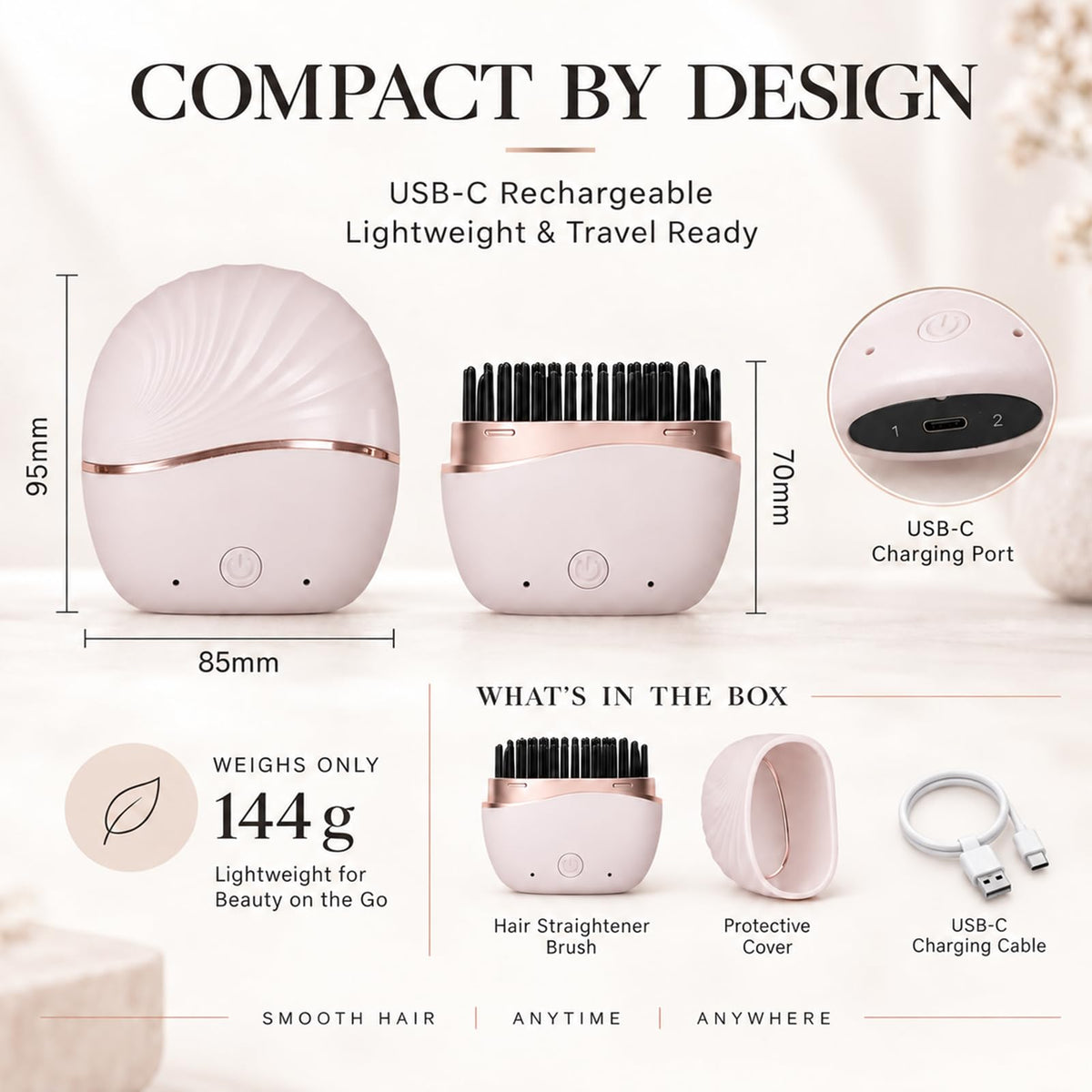 Mini Hair Straightener, Compact Styling Tool for Travel & Daily