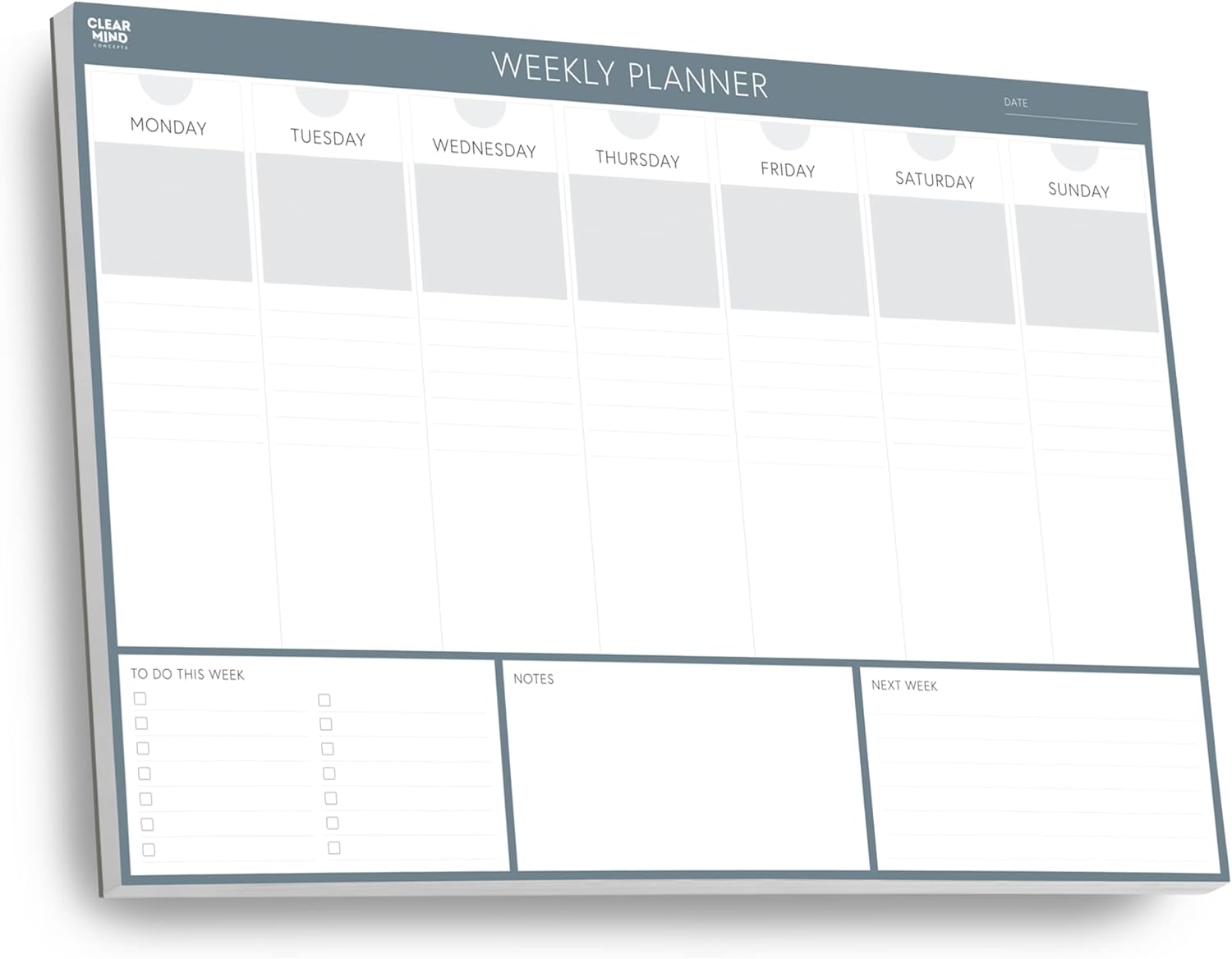 Weekly Desk Planner - Large 11.3” x 16.5” Tear-Off Pad, 52 Undated Sheets, Thick 120gsm No-Bleed Paper - To-Do List