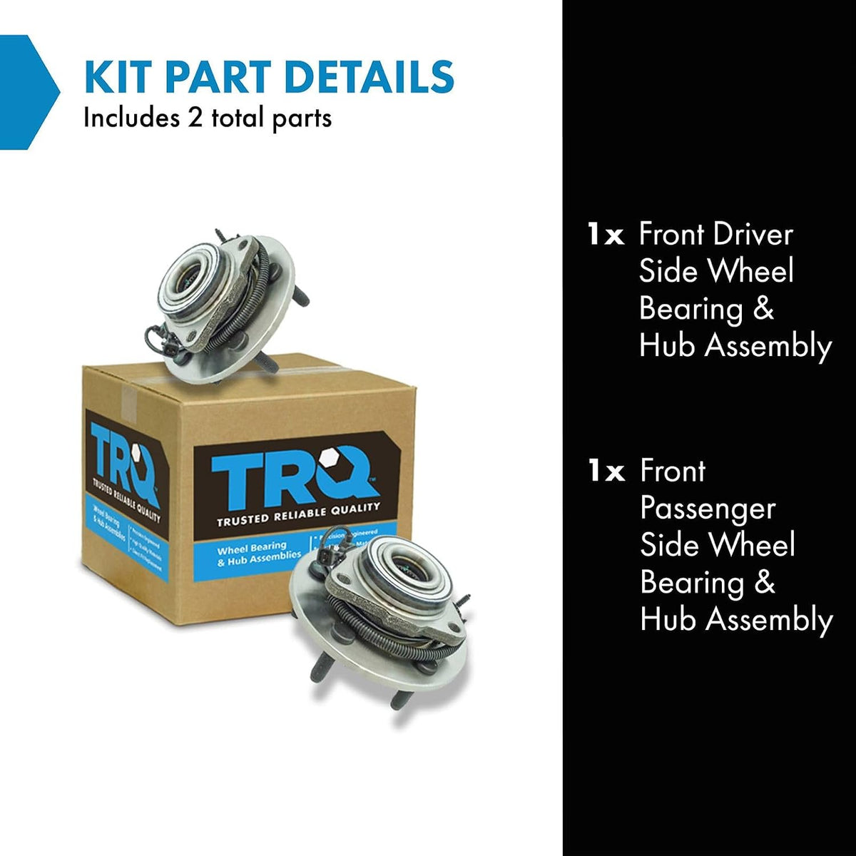 TRQ Front Wheel Bearing & Hub Assembly Set