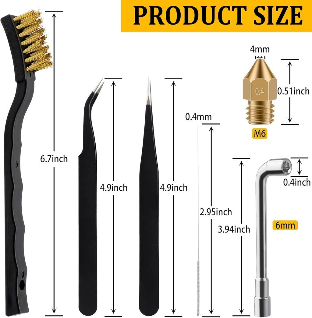 Ender 3 Nozzles 0.4MM,20Pcs 3D Printer Brass Hotend Nozzles with 16Pcs 3D Printer Nozzle Cleaning Kit,3D Printer Toos