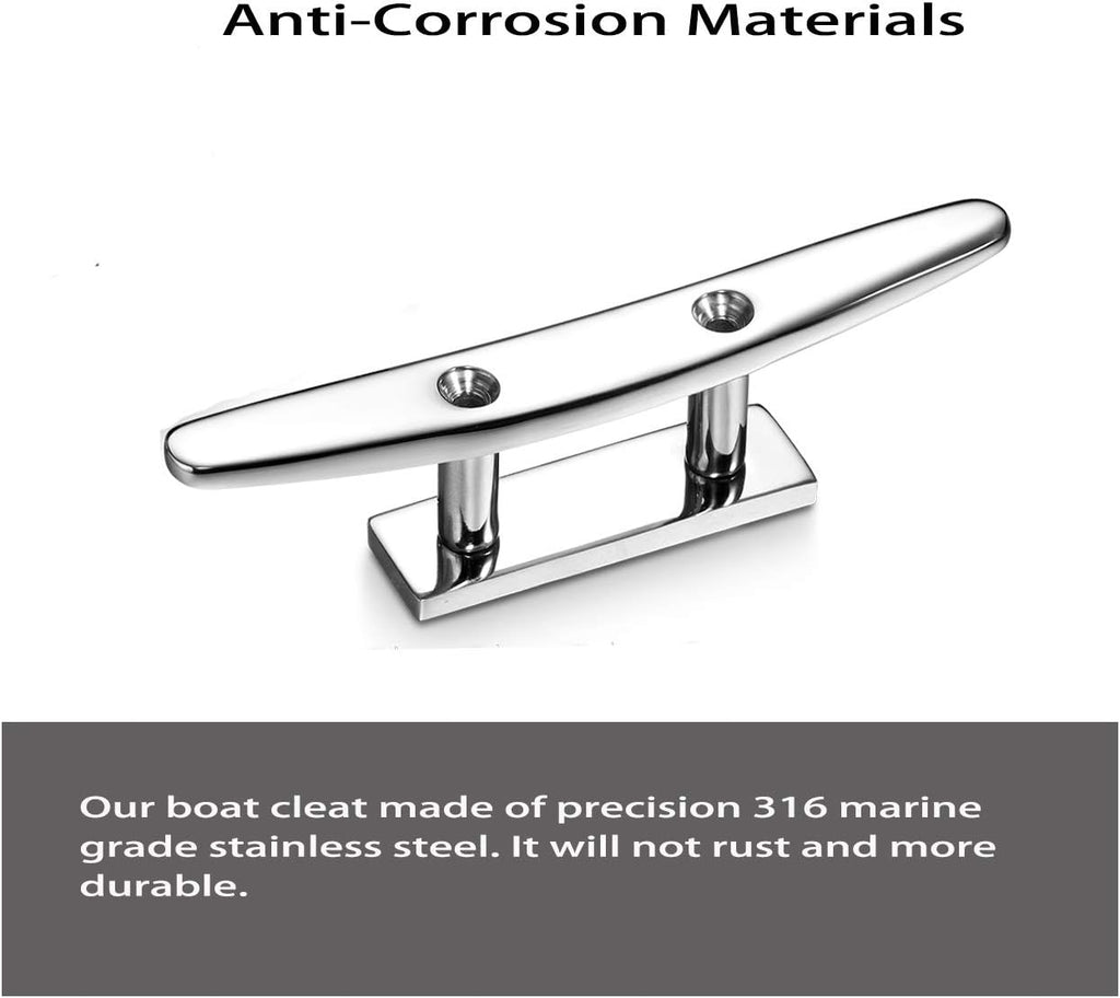 Stainless Steel Boat Cleats 4"/5"/6", Marine Dock Cleats, Heavy Duty 316 Stainless Steel, Mirror Polished, Curtain Tie, Hook, Include Installation Screws