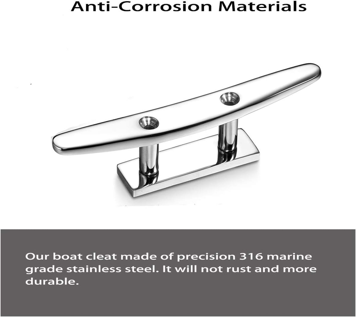 Stainless Steel Boat Cleats 4"/5"/6", Marine Dock Cleats, Heavy Duty 316 Stainless Steel, Mirror Polished, Curtain Tie, Hook, Include Installation Screws