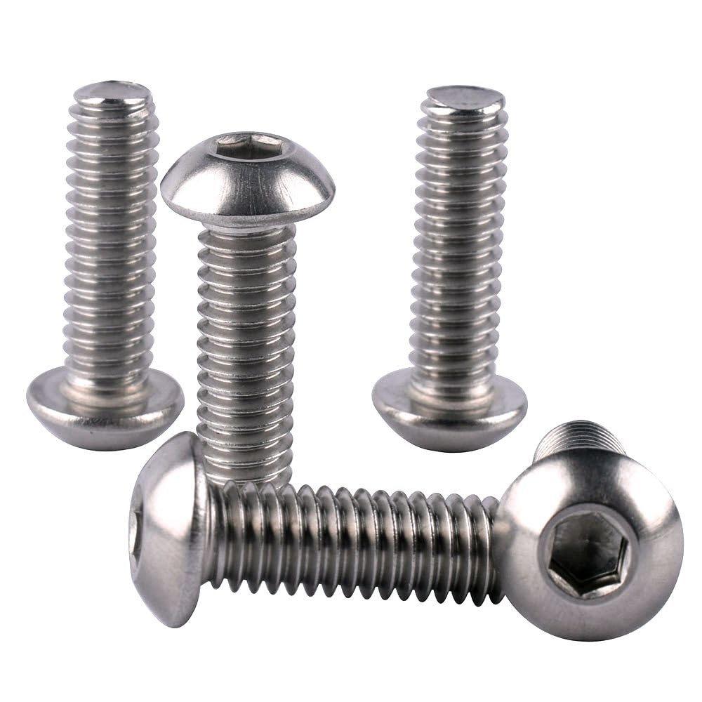 50Pcs #10-24 x 1 Button Head Socket Cap Screws Allen Hex Bolts, 304 Stainless Steel 18-8, Coarse Thread UNC Full Thread