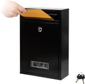 Lockable Wall Mount Mailbox Black 12.6 x 8.5 x 3.3 Inches | Galvanized Steel Waterproof Secure Medium Capacity Mail