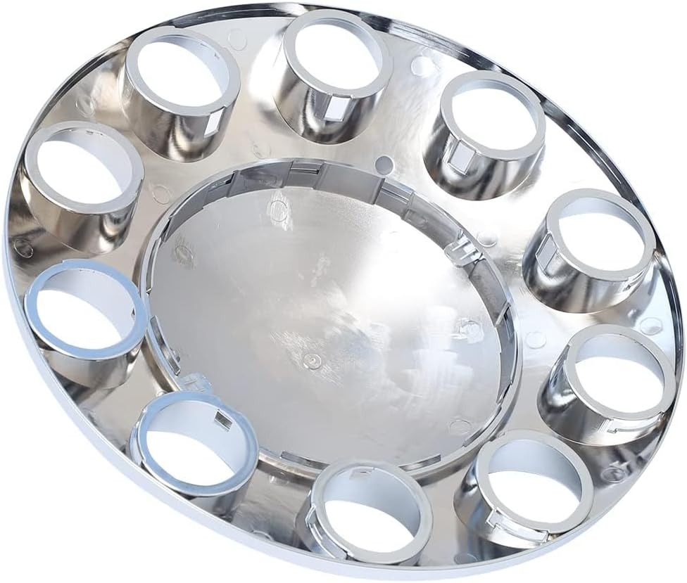 ABS Plastic Chromed Hubcaps Wheel Front Axle Cover Set with 33mm Thread-On Lug Nut Covers for Semi Trucks (Dome)