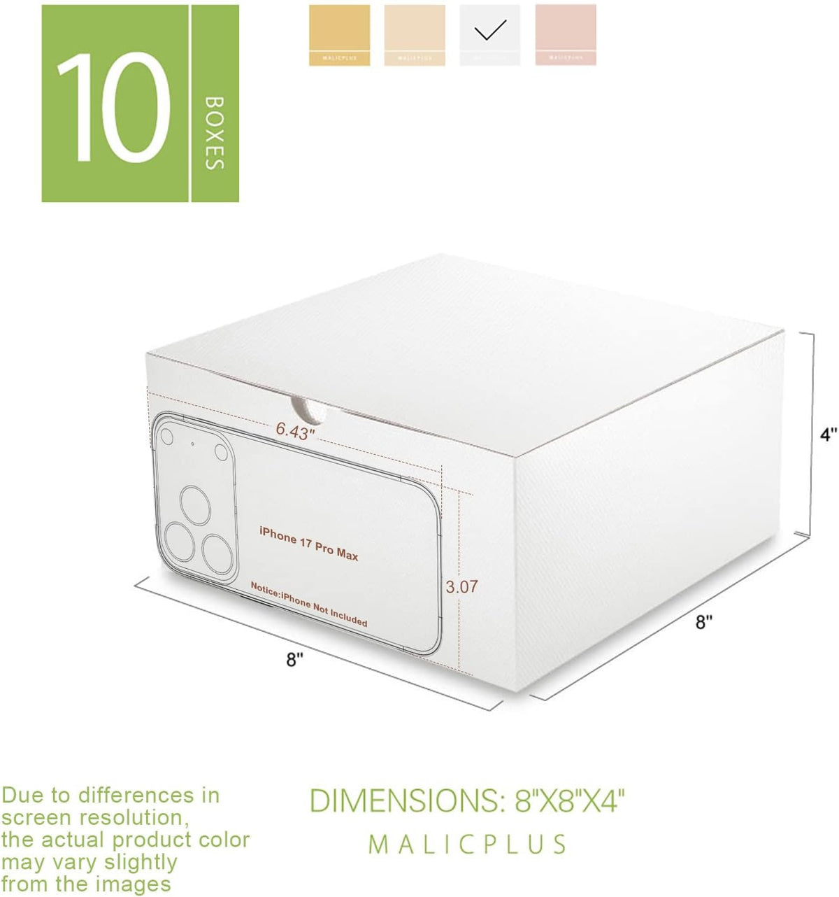 White Gift Boxes with Lids for Presents,8x8x4 Inches,10 Pack