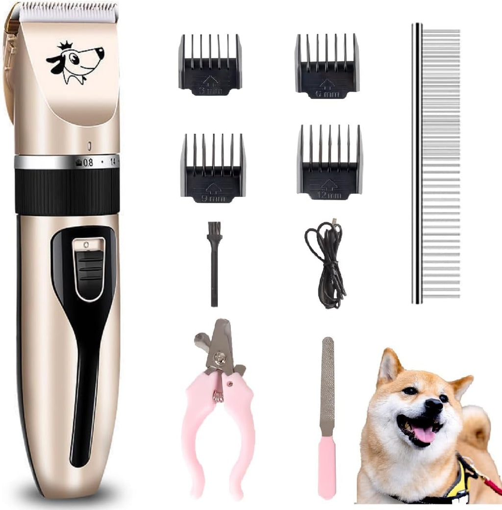 Dog Clippers Grooming Kit and Paw Trimmer,Cordless,Low Noise, Electric Quiet,Rechargeable, Dog Trimmer Grooming, Pet