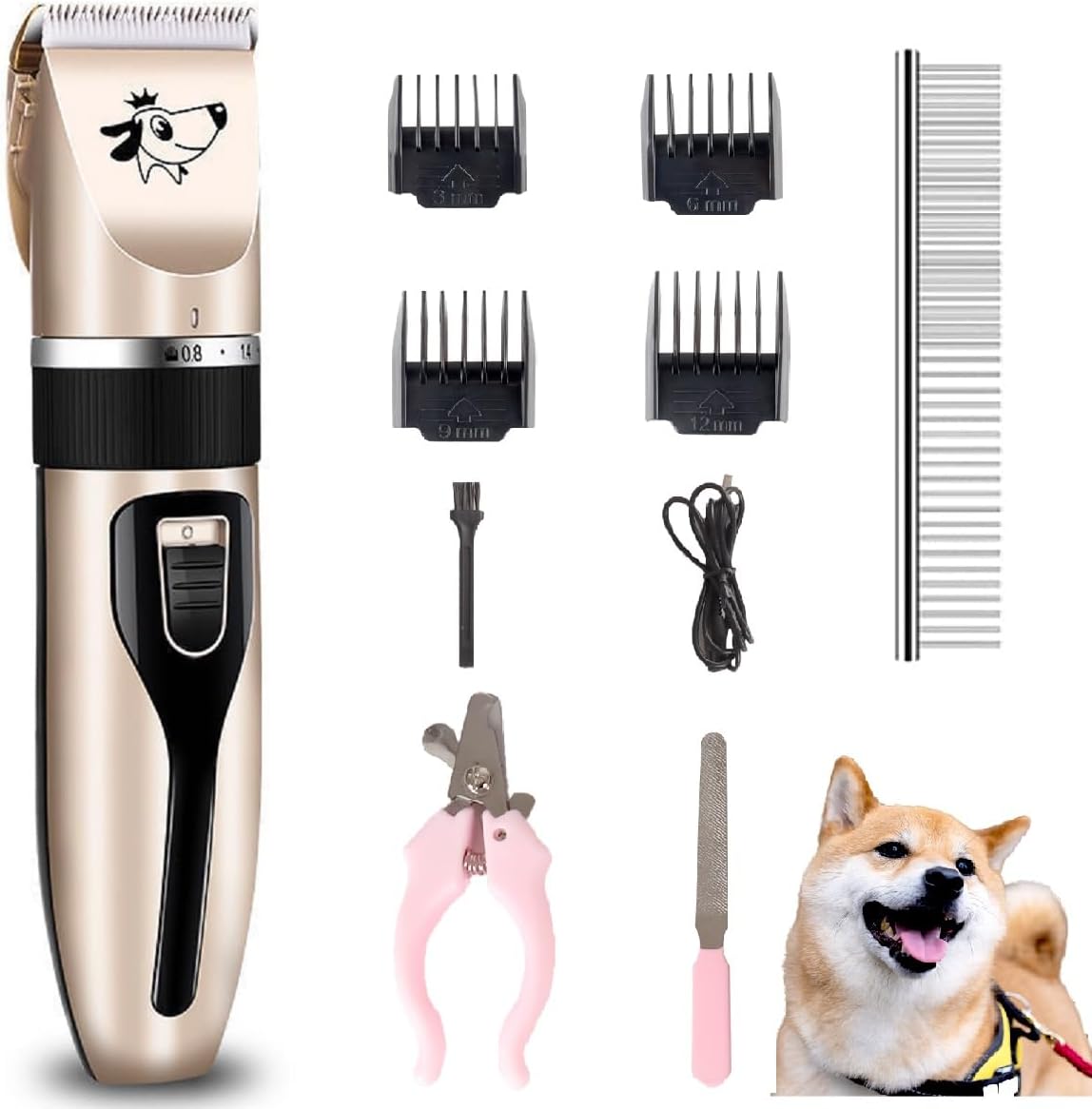 Dog Clippers Grooming Kit and Paw Trimmer,Cordless,Low Noise, Electric Quiet,Rechargeable, Dog Trimmer Grooming, Pet