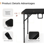 34" Folding Card Table Square Portable with Detachable Legs Black
