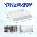 Polypropylene Lab Tray, Autoclavable, 15x12x3 in, 1-Pack